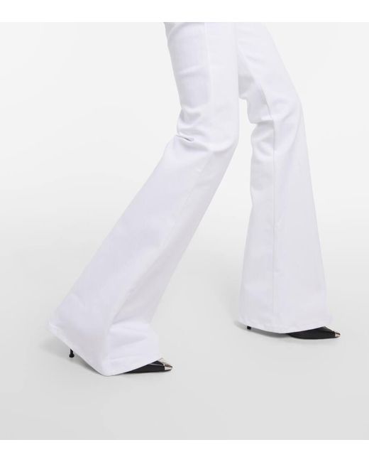Jeans flared a vita alta di Alexander McQueen in White
