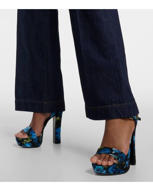 Sandali in raso con plateau di Dolce & Gabbana in Blue
