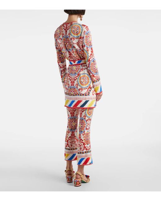 Dolce & Gabbana Red Bedrucktes Top Aus Seide