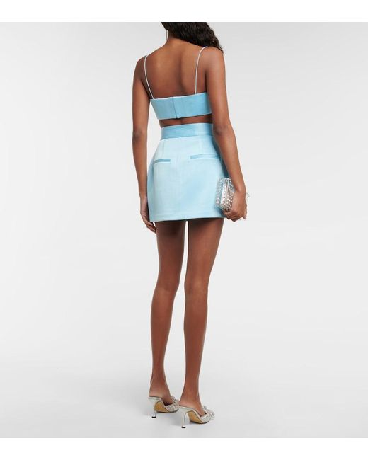Alex Perry Blue Carva Satin Crepe Crop Top