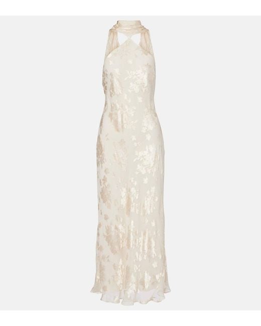 Rixo White Bridal Hayley Floral Midi Dress