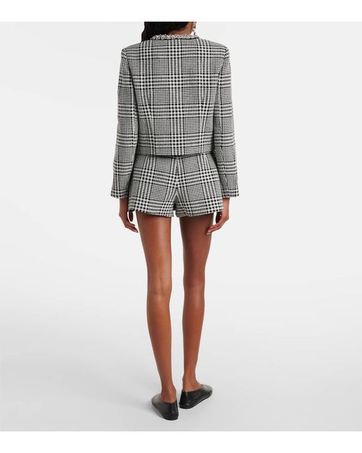 Giacca Cropped Pied-De-Poule Con Cristalli di Self-Portrait in Black
