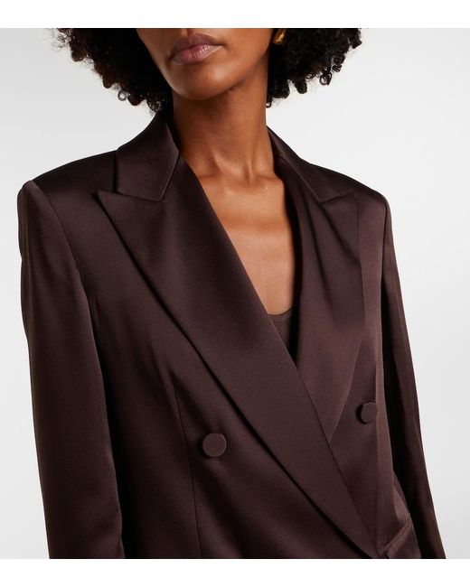 Max Mara Brown Arca Double-Breasted Satin Blazer