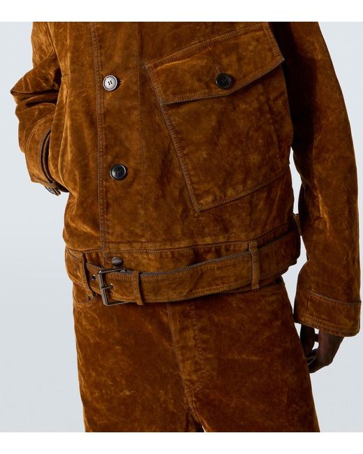 Dries Van Noten Brown Vassel Belted Cotton Biker Jacket for men