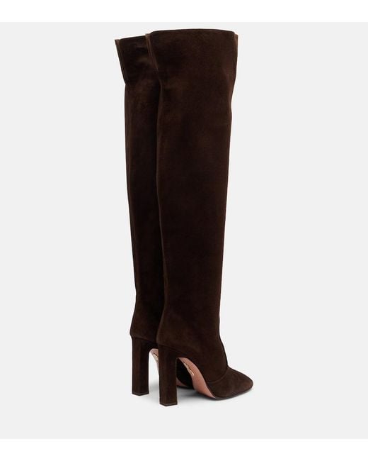 Aquazzura Brown Joplin 105 Suede Knee-High Boots