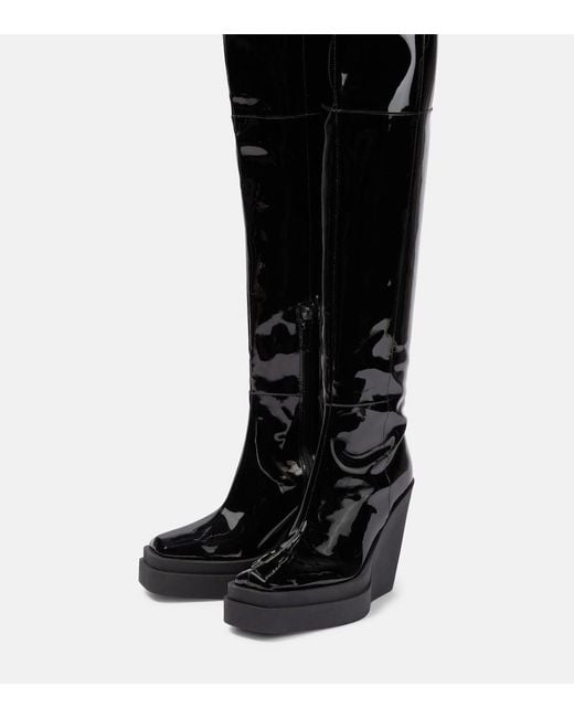 Gia Borghini Black Gia 31 Patent Leather Over-The-Knee Boots