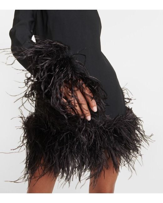 Taller Marmo Black Piccolo Ubud Feather-Trimmed Minidress