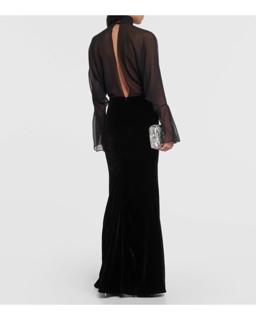 ‎Taller Marmo Black Shangai Silk Gown