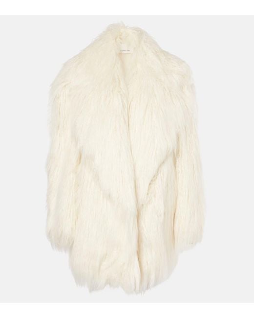Frankie Shop White Liza Faux Fur Coat