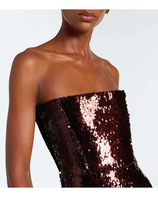 Alex Perry Brown Sequined Bustier Gown