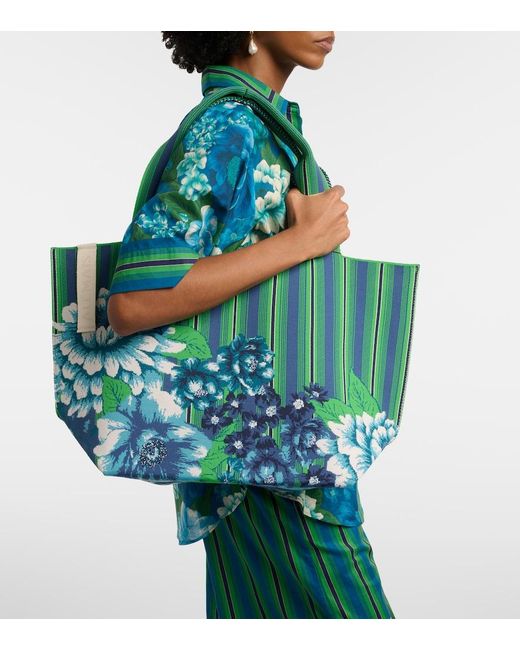 ALÉMAIS Green Margo Large Jacquard Tote Bag