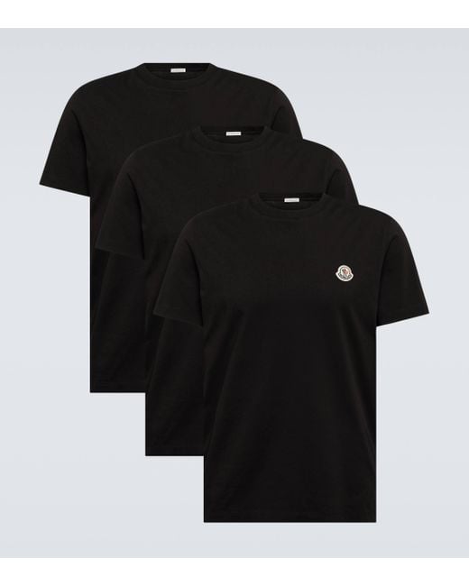 Set de trois t-shirts en coton Moncler pour homme en coloris Black