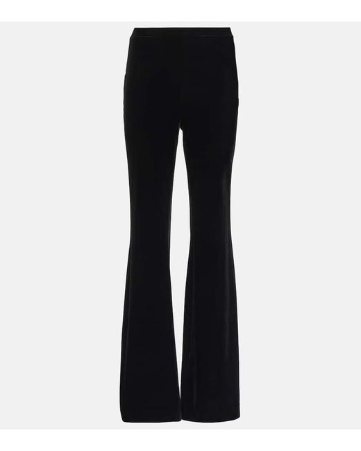 Diane von Furstenberg Black Ruthette Velvet Wide-leg Pants