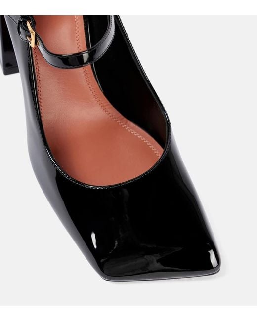 AMINA MUADDI Black Charlotte 95 Patent Leather Mary Jane Pumps