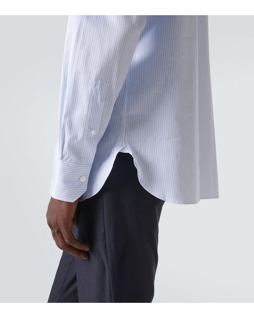 Zegna Blue Trofeo Striped Cotton Shirt for men
