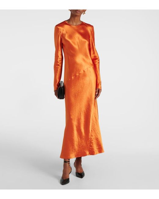 max mara elogio satin maxi dress Max Mara Elogio Satin Maxi Dress in Orange