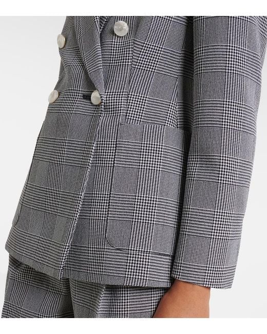 Max Mara Gray Prince Of Wales Check Virgin Wool Blazer