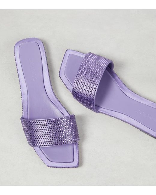 Jimmy Choo Purple Clovis Embellished Satin Mules