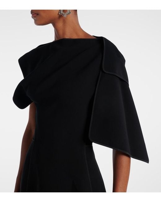 Maticevski Black Diadem Draped Asymmetric Midi Dress