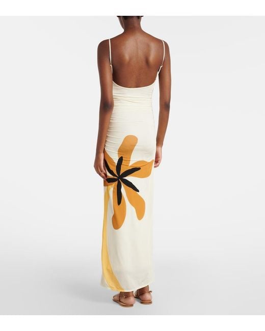 Cala De La Cruz White Kim Floral Jersey Maxi Dress