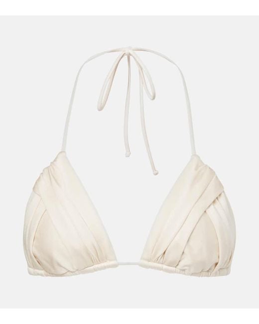 Bananhot White Jasmin Ruched Triangle Bikini Top