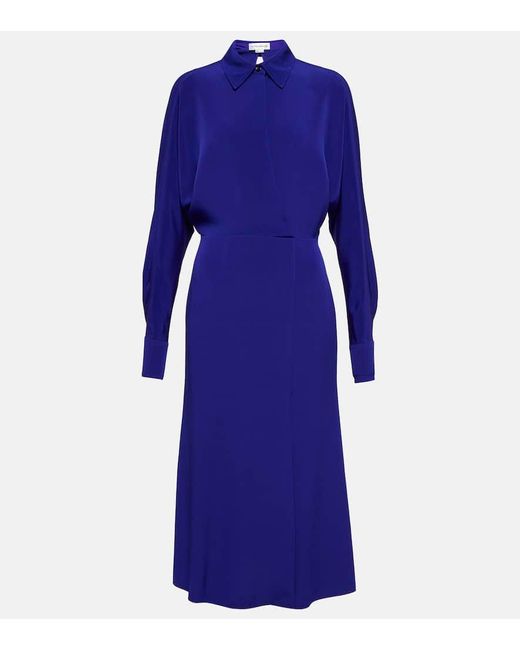 Victoria Beckham Blue Wrap Cady Midi Dress