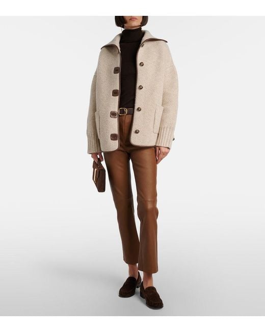 Joseph Brown Cropped Leather Bootcut Pants