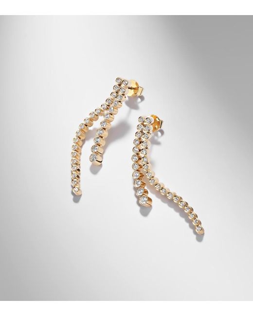 Sophie Bille Brahe White La Danse 18Kt Drop Earrings With Diamonds