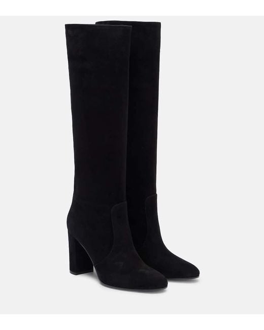 Gianvito Rossi Black Glen 85 Suede Knee-High Boots