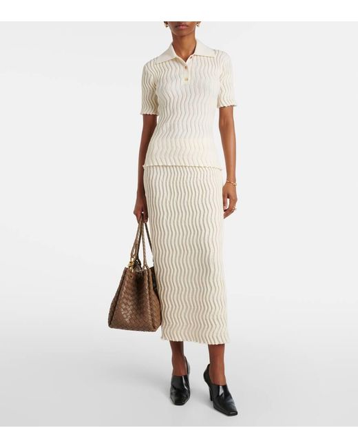 Jupe Midi En Laine Bottega Veneta en coloris Natural
