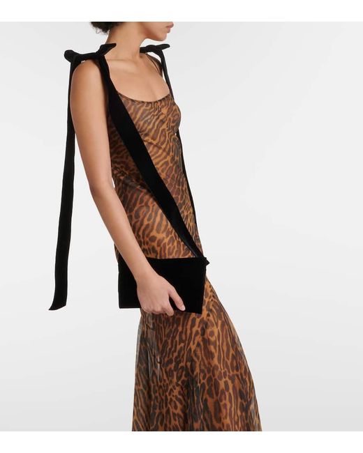 Nina Ricci Brown Leopard-print Silk Muslin Gown