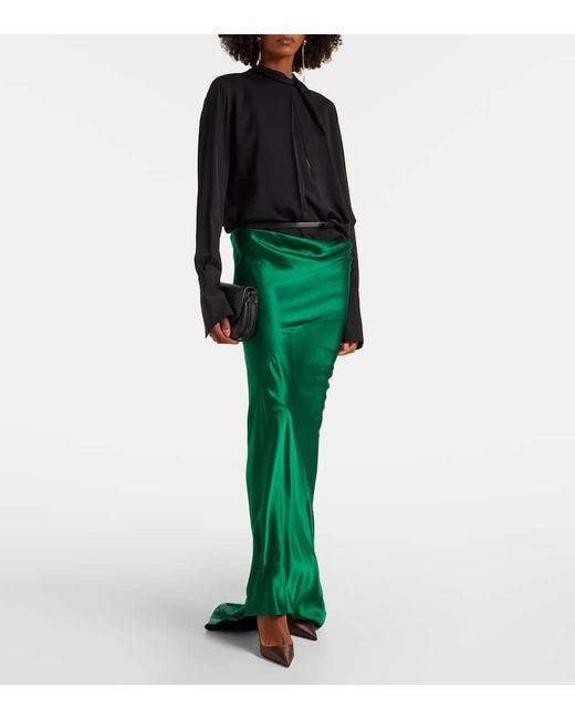 Tom Ford Black Draped Silk Satin Blouse