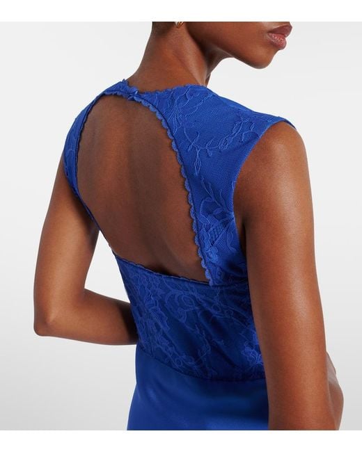 Rebecca Vallance Blue Remi Lace And Satin Maxi Dress