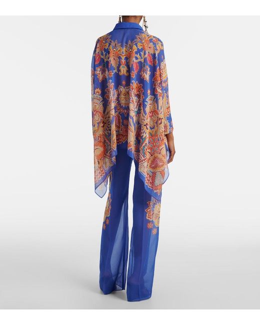Etro Blue Printed Poncho