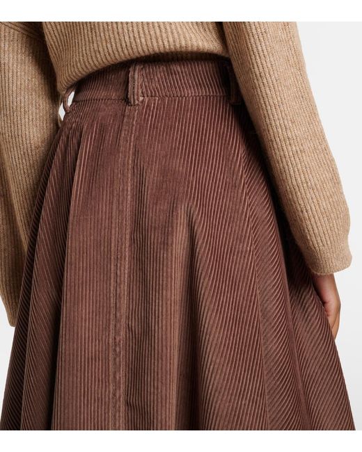 Brunello Cucinelli Brown Monili Cotton Corduroy Midi Skirt