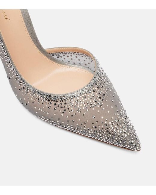 Gianvito Rossi White Rania 105 Embellished Suede Mary Jane Pumps
