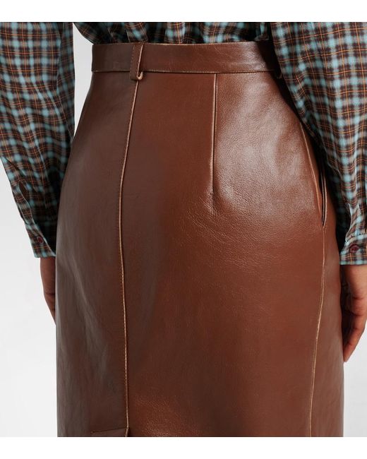 Prada Brown Leather Pencil Skirt