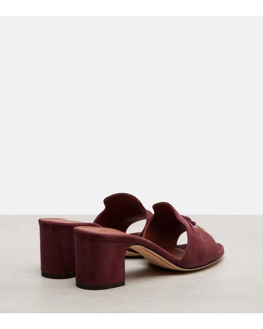 Mules Summer Charms 55 En Daim Loro Piana en coloris Red