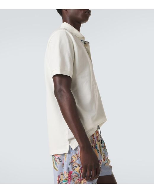 Etro White Pegaso Cotton Pique Polo Shirt for men