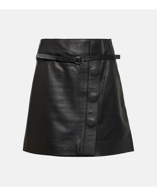Minifalda envolvente de piel Yves Salomon de color Black