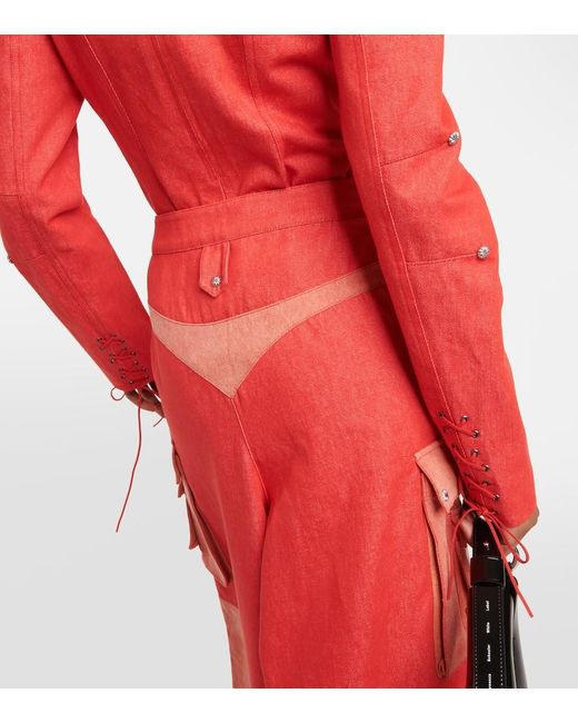 DIDU Red Weite High-Rise-Hose Aus Baumwolle