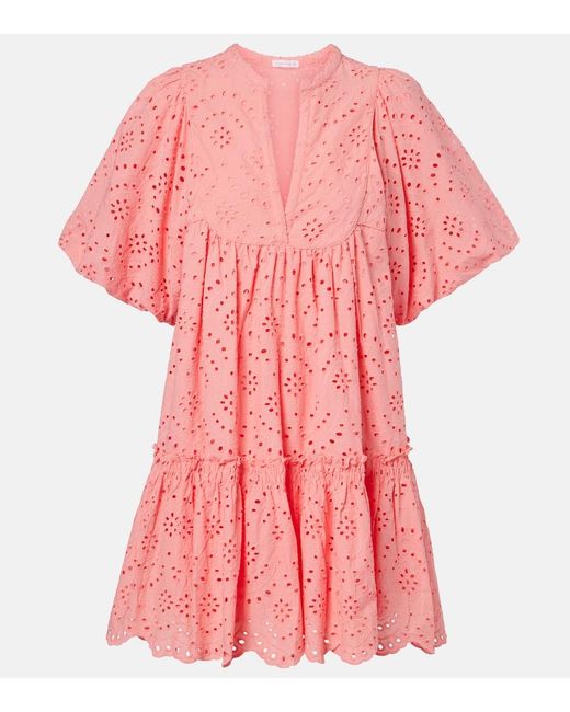 Poupette Pink Cruz Broderie Anglaise Cotton Minidress