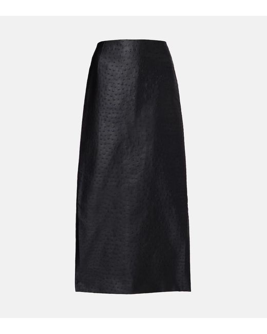 Rohe Black Embossed High-Rise Midi Skirt