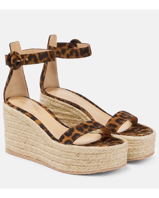 Gianvito Rossi Natural Portofino Suede Espadrille Wedges
