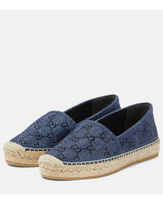 Gucci Blue Espadrille With GG Crystals