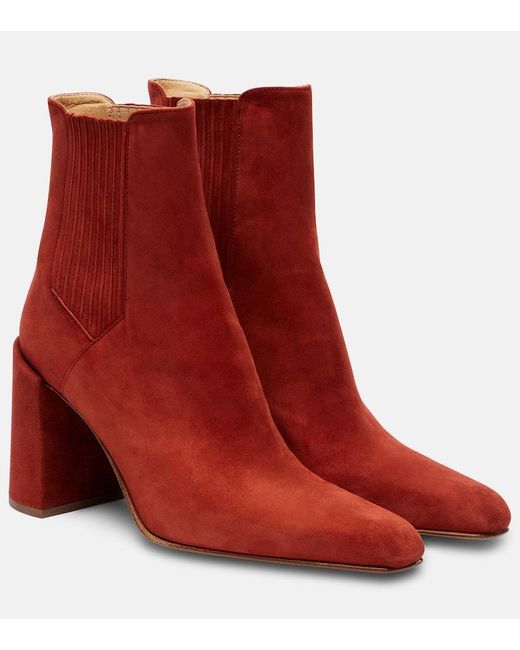 Gabriela Hearst Red Ankle Boots Luke Aus Veloursleder