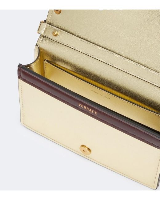 Versace Natural Medusa Small Metallic Leather Clutch