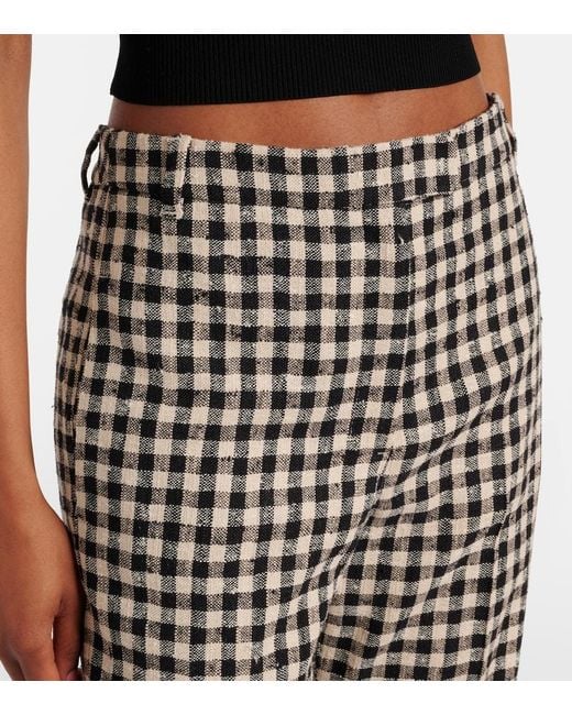 Max Mara Natural Max Mara Daisy Gingham Cropped Straight Pants