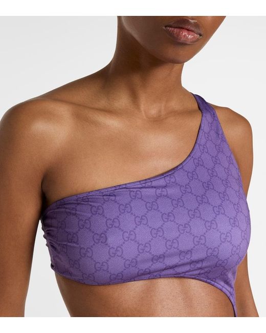 Gucci Purple Gg Cutout Swimsuit