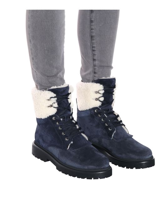 Moncler Patty Suede Ankle Boots in Navy (Blue) - Lyst